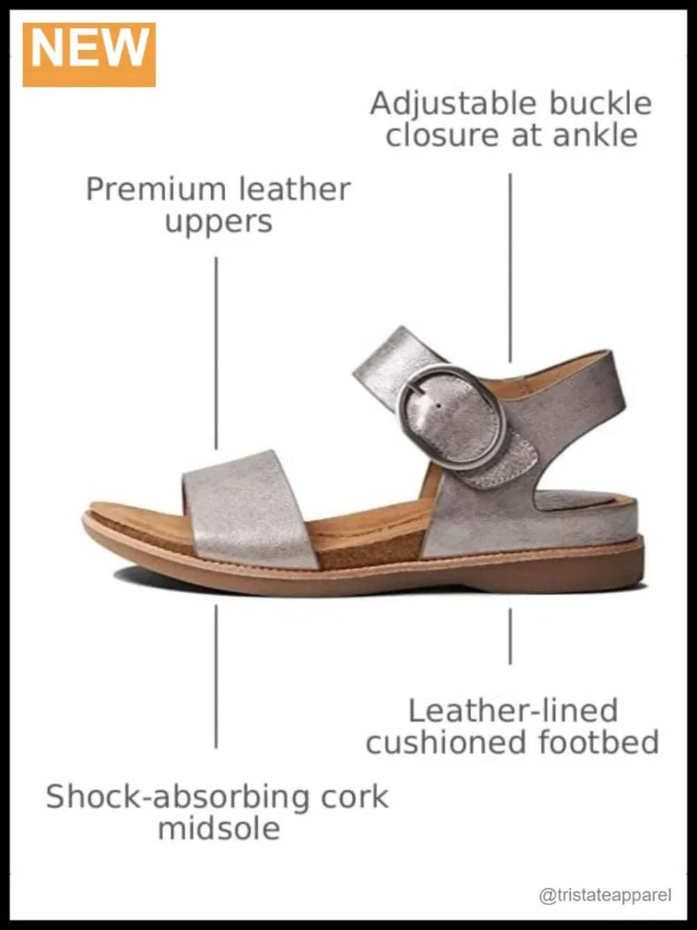 Leather Platform Sandal with Ankle Strap and Buckle